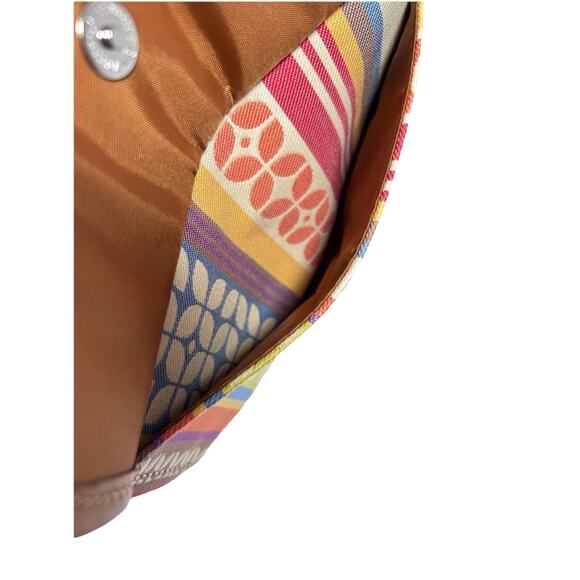 Fossil Canvas Fabric & Leather Crossbody Bag Purse Multicolor Geometric Stripe - Picture 10 of 13